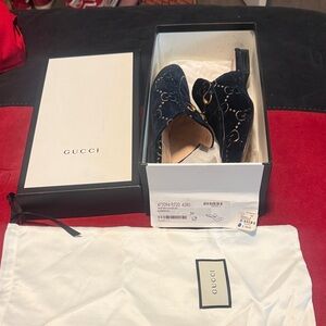 Gucci Navy Monogram Loafers